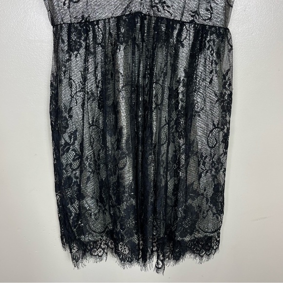 Francesca’s Lace Metallic V Neck Mini Dress Small Witchy Grunge Whimsigoth Fairy - Picture 3 of 9